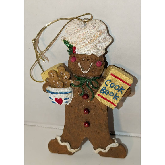 Lot 4 Vintage Carved Resin Snowman Christmas Holiday Ornaments 5" x 4" - Picture 5 of 7